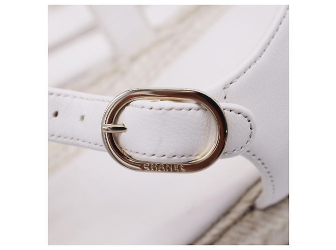 Sandali Espadrilles Chanel in Pelle di Agnello Bianca Bianco Crudo - vista 8