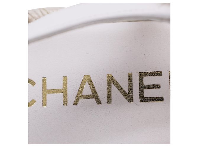 Sandali Espadrilles Chanel in Pelle di Agnello Bianca Bianco Crudo - vista 9