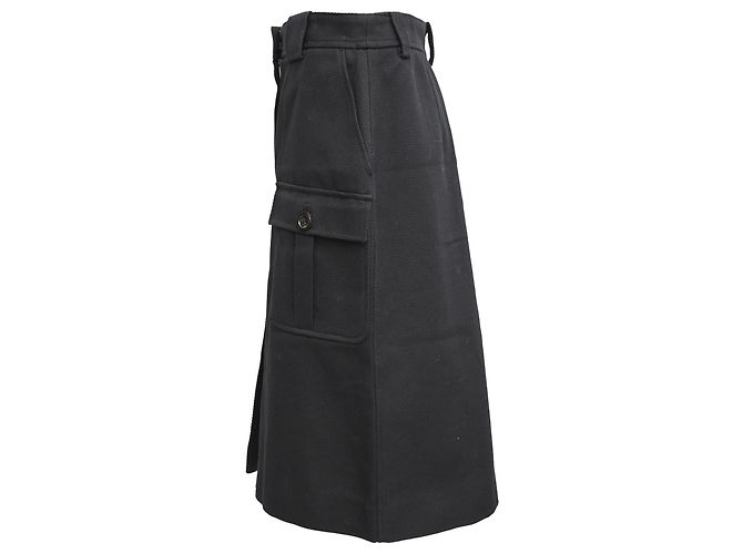Falda midi cargo Bottega Veneta en algodón negro - vista 2