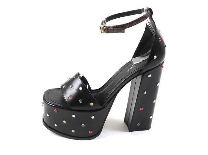 Sandali con tacco Louis Vuitton Monogram Nero - vista 5