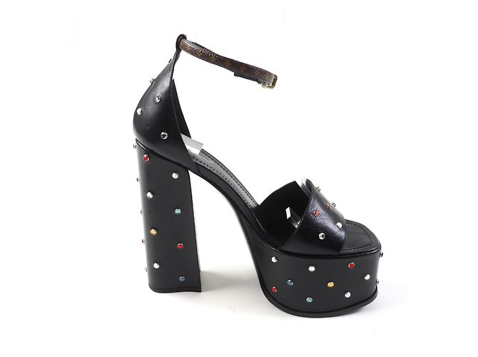 Sandali con tacco Louis Vuitton Monogram Nero - vista 6