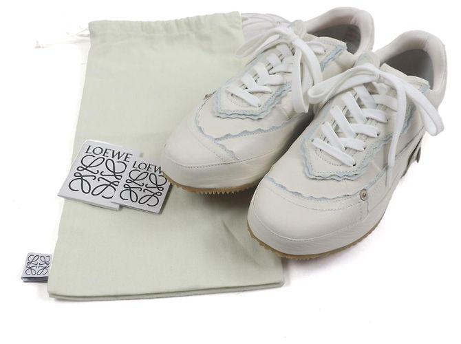 Dekonstruierte Leder-Sneaker von Loewe Weiß Hellblau - Ansicht 2