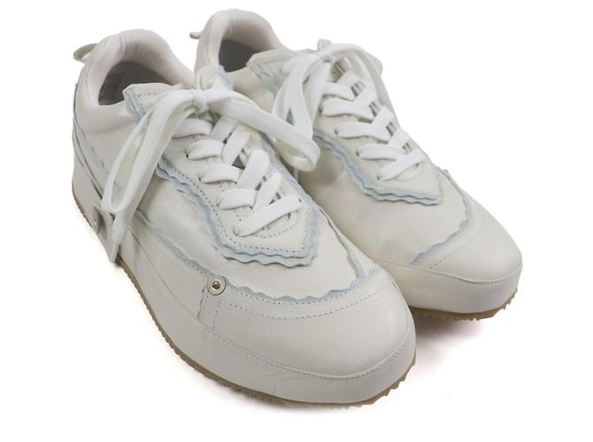 Dekonstruierte Leder-Sneaker von Loewe Weiß Hellblau - Ansicht 3