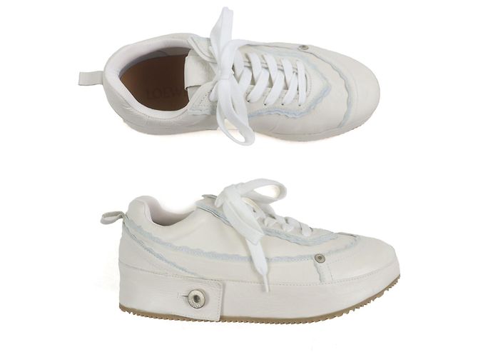 Dekonstruierte Leder-Sneaker von Loewe Weiß Hellblau - Ansicht 6