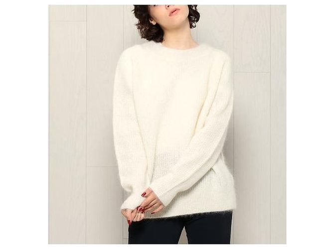 Autre Marque H BEAUTY&YOUTH Mohair-Pullover mit Rundhalsausschnitt Weiß Roh - Ansicht 3