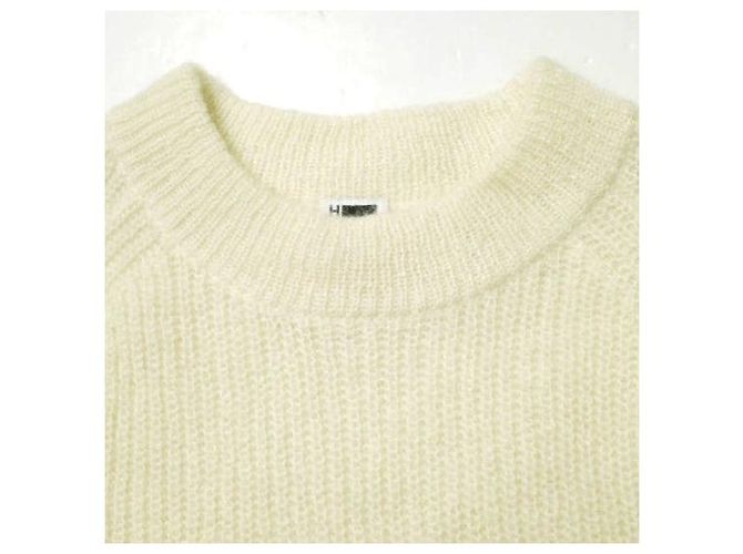Autre Marque H BEAUTY&YOUTH Mohair-Pullover mit Rundhalsausschnitt Weiß Roh - Ansicht 5