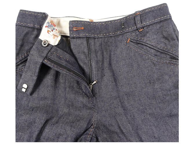 Pantalones de denim de seda CIRQUE MOLIER de Hermès Azul Azul marino - vista 5