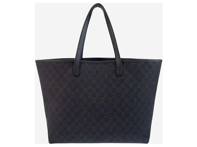 Gucci Borsa tote in tela GG nera e pelle Nero - vista 3