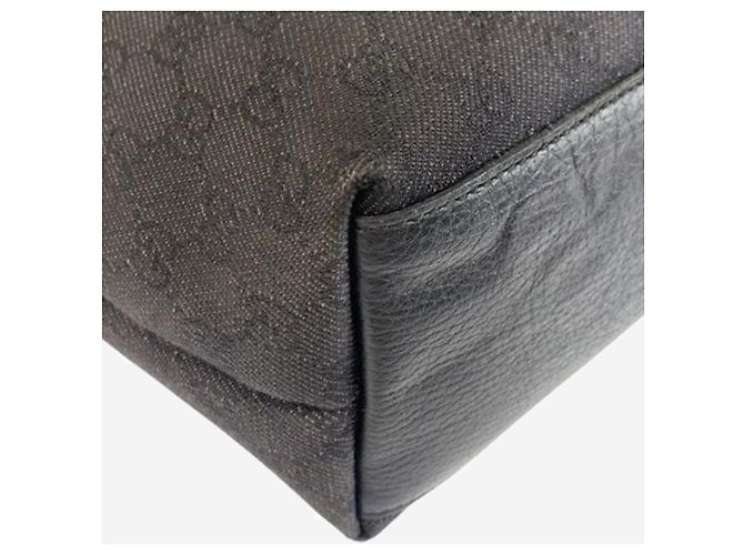Gucci Borsa tote in tela GG nera e pelle Nero - vista 5