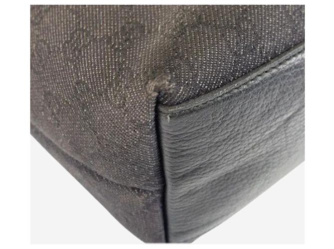 Gucci Borsa tote in tela GG nera e pelle Nero - vista 7