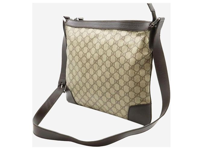 Gucci Borsa a spalla in tela e pelle GG Supreme marrone - vista 2