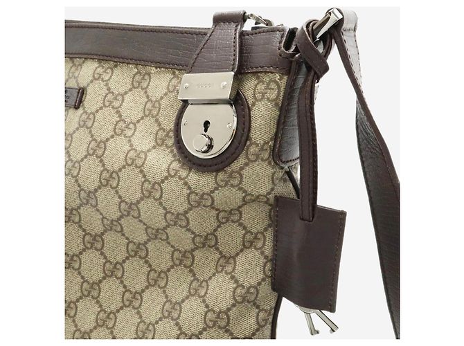 Gucci Borsa a spalla in tela e pelle GG Supreme marrone - vista 6