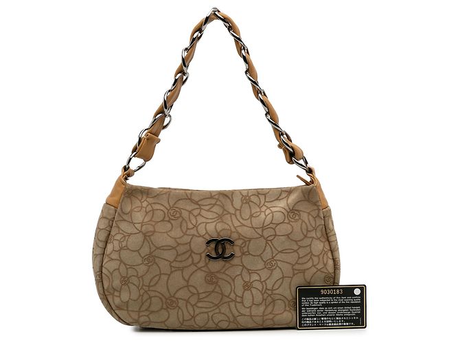 Chanel Hobo Camelia in Suede Marrone CC Marrone chiaro - vista 12
