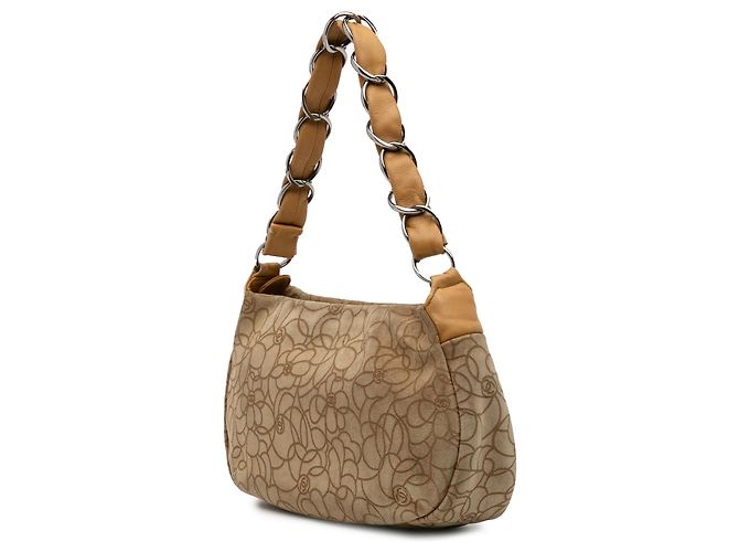 Chanel Hobo Camelia in Suede Marrone CC Marrone chiaro - vista 2