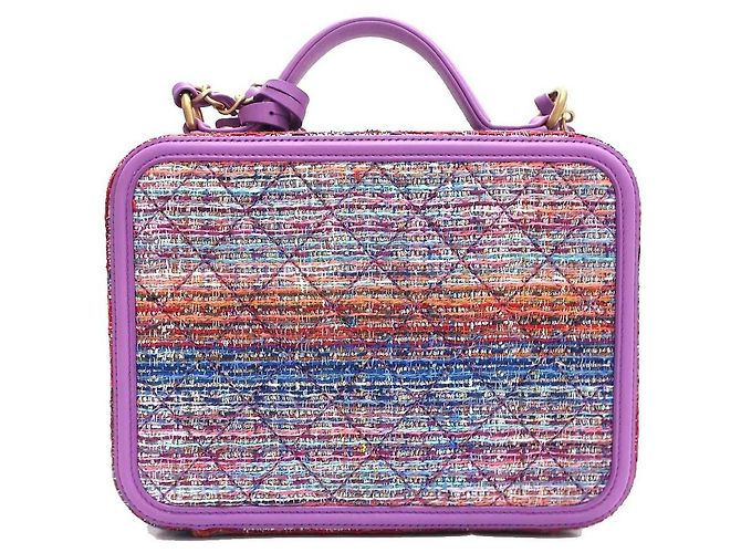Chanel CC Filigree Sac de vanité à chaîne en tweed et cuir violet - vue 2