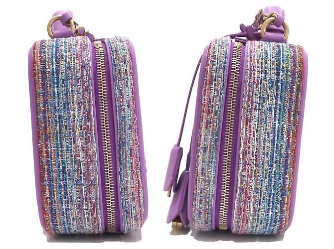 Chanel CC Filigree Sac de vanité à chaîne en tweed et cuir violet - vue 3