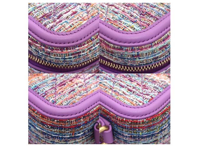 Chanel CC Filigree Sac de vanité à chaîne en tweed et cuir violet - vue 4