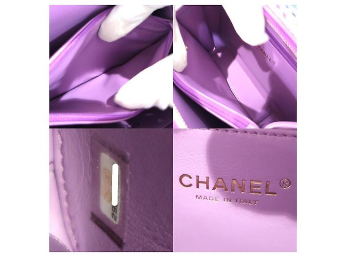 Chanel CC Filigree Sac de vanité à chaîne en tweed et cuir violet - vue 7