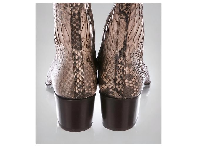 Yves Saint Laurent Saint Laurent Paris - Johnny 65 Ankle Boots in Genuine Python Beige - view 4