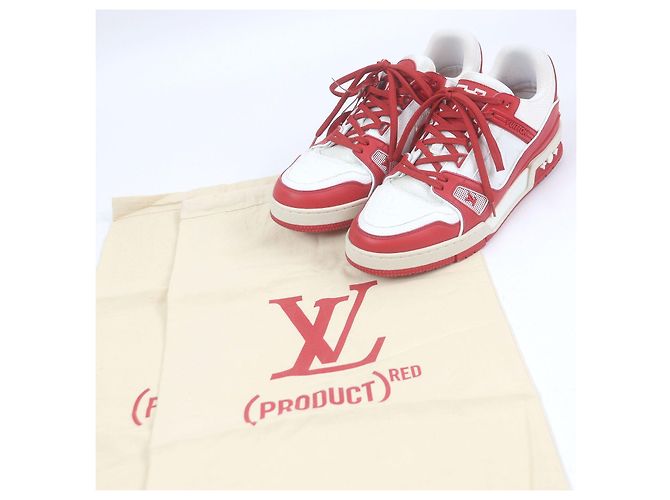 Monogram LV Trainer Leder Sneakers von Louis Vuitton Weiß Rot - Ansicht 2