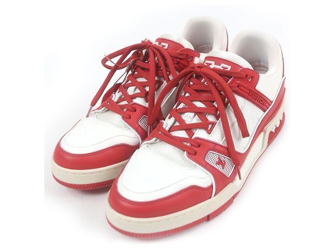 Monogram LV Trainer Leder Sneakers von Louis Vuitton Weiß Rot - Ansicht 3