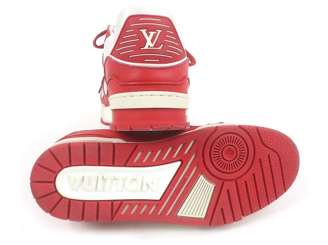 Monogram LV Trainer Leder Sneakers von Louis Vuitton Weiß Rot - Ansicht 5