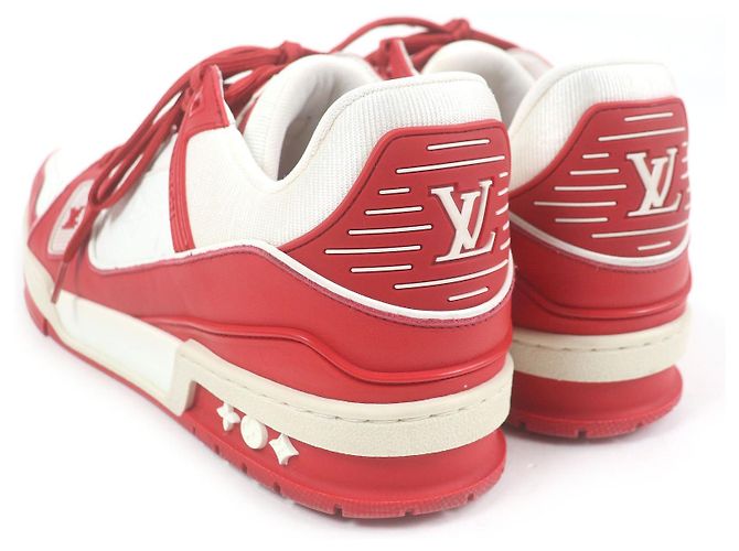 Monogram LV Trainer Leder Sneakers von Louis Vuitton Weiß Rot - Ansicht 6