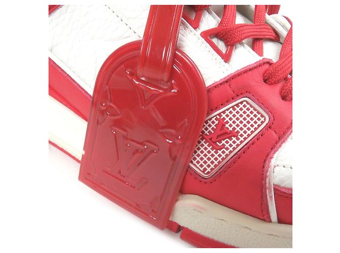 Monogram LV Trainer Leder Sneakers von Louis Vuitton Weiß Rot - Ansicht 7