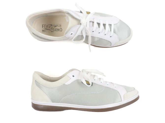 Sneakers basse in mesh Salvatore Ferragamo Marrone Grigio - vista 6