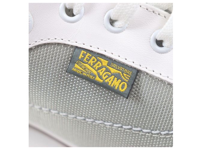 Sneakers basse in mesh Salvatore Ferragamo Marrone Grigio - vista 7