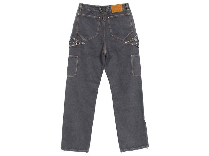 Pantaloni in denim di cotone Monogram Louis Vuitton Grigio - vista 2