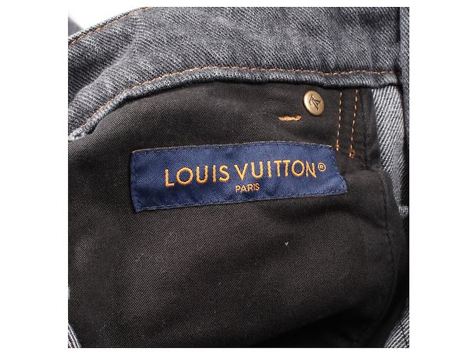 Pantaloni in denim di cotone Monogram Louis Vuitton Grigio - vista 3
