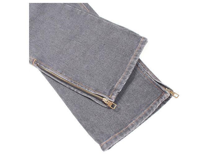 Pantaloni in denim di cotone Monogram Louis Vuitton Grigio - vista 7