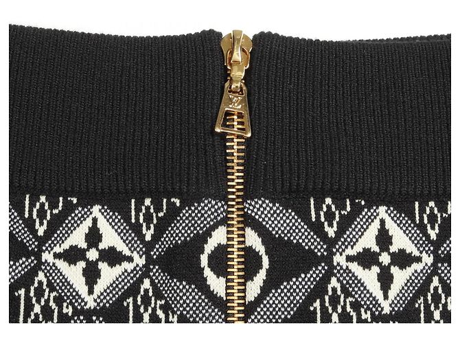 Louis Vuitton Monogram Jacquard Woll-Nylon-Rock Schwarz Grau Roh - Ansicht 5