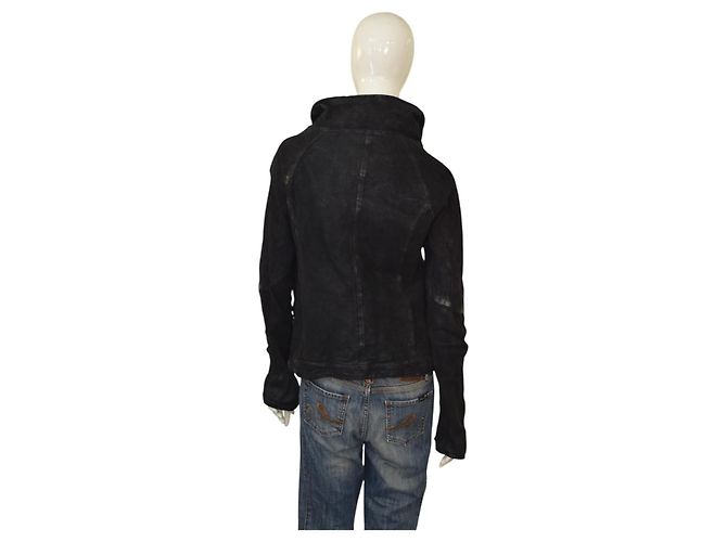 Autre Marque Giorgio Brato Bikerjacke aus schwarzem Wildleder - Ansicht 2