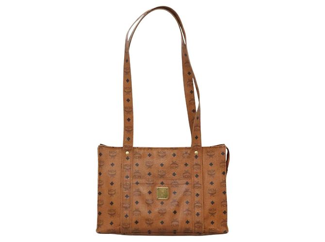 Borsa a spalla MCM Logogram Vicetos PVC Marrone Oro Auth BA5434 D'oro - vista 13