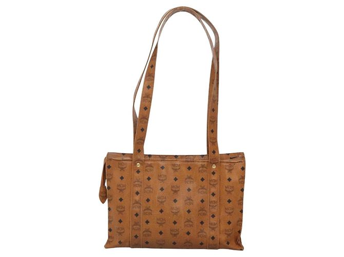 Borsa a spalla MCM Logogram Vicetos PVC Marrone Oro Auth BA5434 D'oro - vista 2