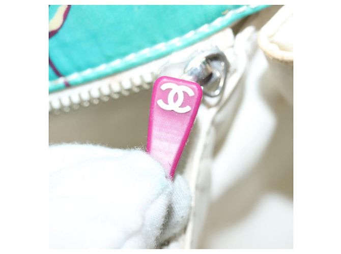 CHANEL Tote Bag Canvas PVC Grün Silber CC Auth 140713 - Ansicht 22