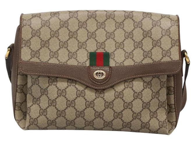 Borsa Sherry Line GG Supreme Web di GUCCI in PVC beige e oro 904 02 084 Auth SW1492 D'oro - vista 13