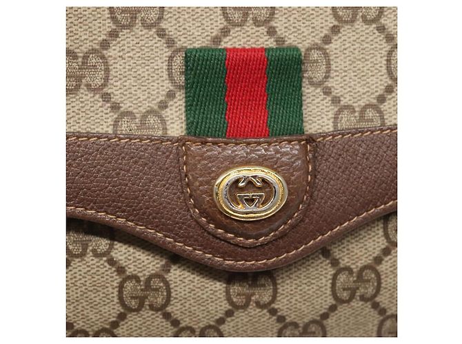 Borsa Sherry Line GG Supreme Web di GUCCI in PVC beige e oro 904 02 084 Auth SW1492 D'oro - vista 17