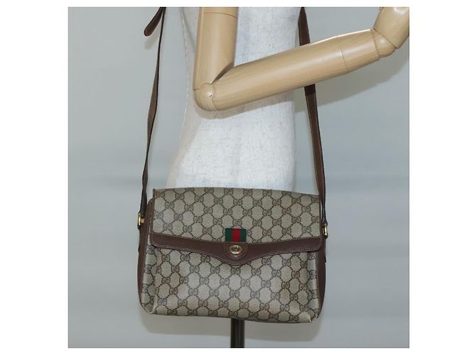 Borsa Sherry Line GG Supreme Web di GUCCI in PVC beige e oro 904 02 084 Auth SW1492 D'oro - vista 23