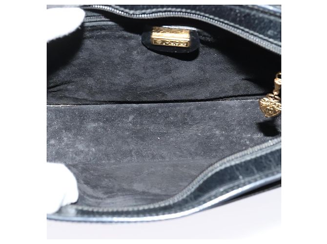 Borsa a Spalla in Pelle Nera e Oro GUCCI 001 256 0609 Auth am8954 Nero D'oro - vista 10