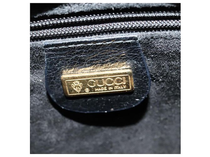 Borsa a Spalla in Pelle Nera e Oro GUCCI 001 256 0609 Auth am8954 Nero D'oro - vista 18