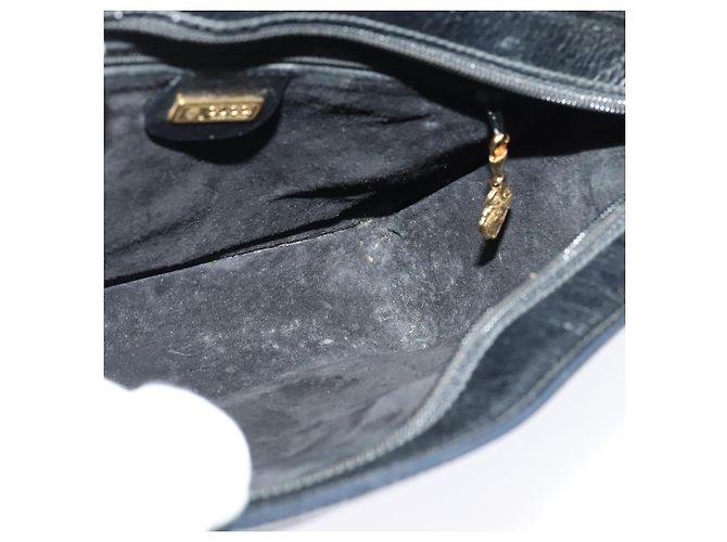 Borsa a Spalla in Pelle Nera e Oro GUCCI 001 256 0609 Auth am8954 Nero D'oro - vista 19
