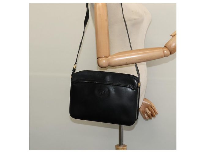 Borsa a Spalla in Pelle Nera e Oro GUCCI 001 256 0609 Auth am8954 Nero D'oro - vista 22