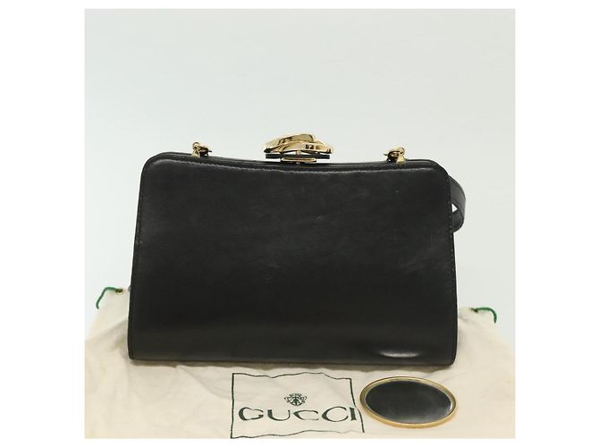 Borsa a Spalla in Pelle Nera e Oro GUCCI 005 406 0284 Auth 135176 Nero D'oro - vista 12