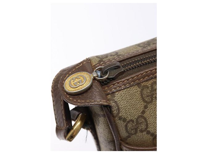 Borsa a Spalla Gucci GG Supreme Web Sherry Line PVC Beige 001 754 6177 Auth 135056 - vista 10