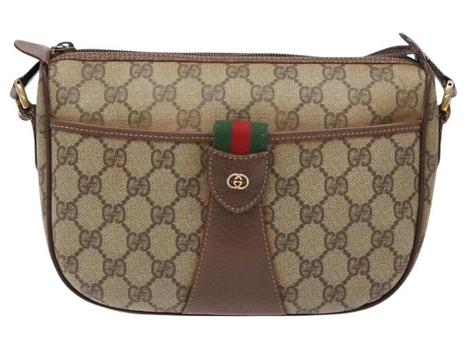 Borsa a Spalla Gucci GG Supreme Web Sherry Line PVC Beige 001 754 6177 Auth 135056 - vista 13