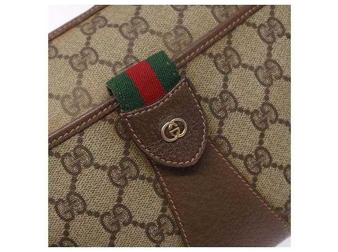 Borsa a Spalla Gucci GG Supreme Web Sherry Line PVC Beige 001 754 6177 Auth 135056 - vista 18