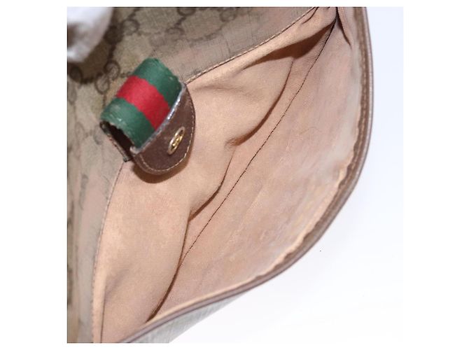 Borsa a Spalla Gucci GG Supreme Web Sherry Line PVC Beige 001 754 6177 Auth 135056 - vista 23